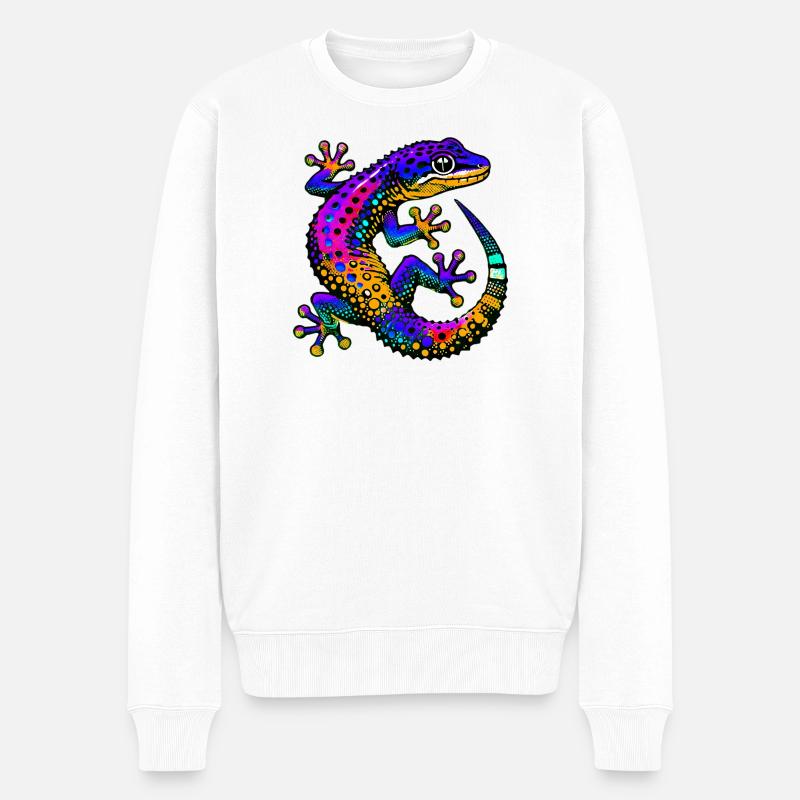 Gecko - Männer Premium Bio Pullover - Weiß