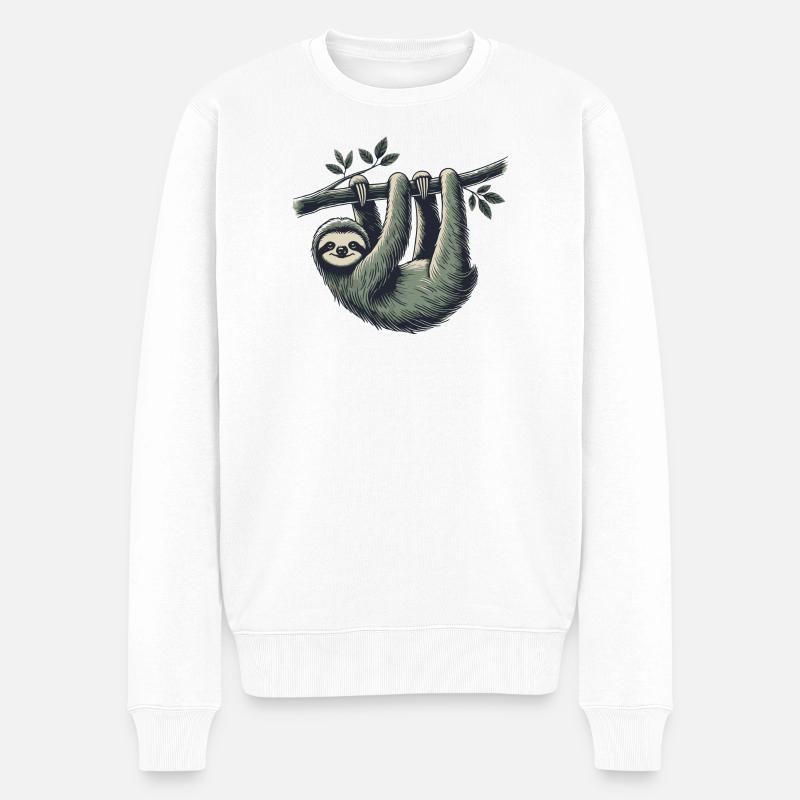 Faultier - Männer Premium Bio Pullover - Weiß