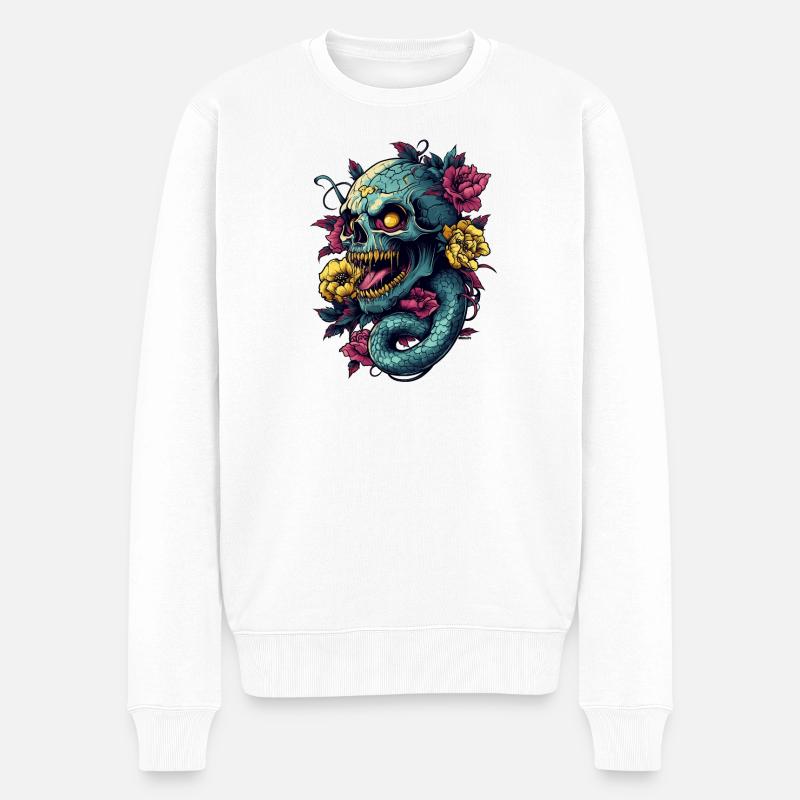 Skull and Snake - Männer Premium Bio Pullover - Weiß