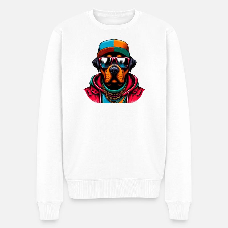 Hund - Männer Premium Bio Pullover - Weiß