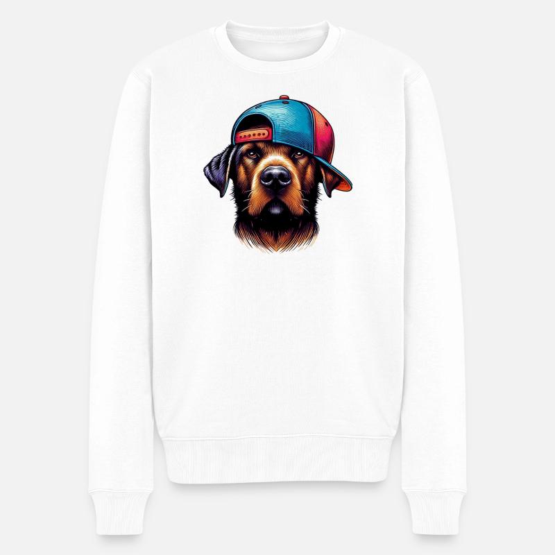 Hund - Männer Premium Bio Pullover - Weiß