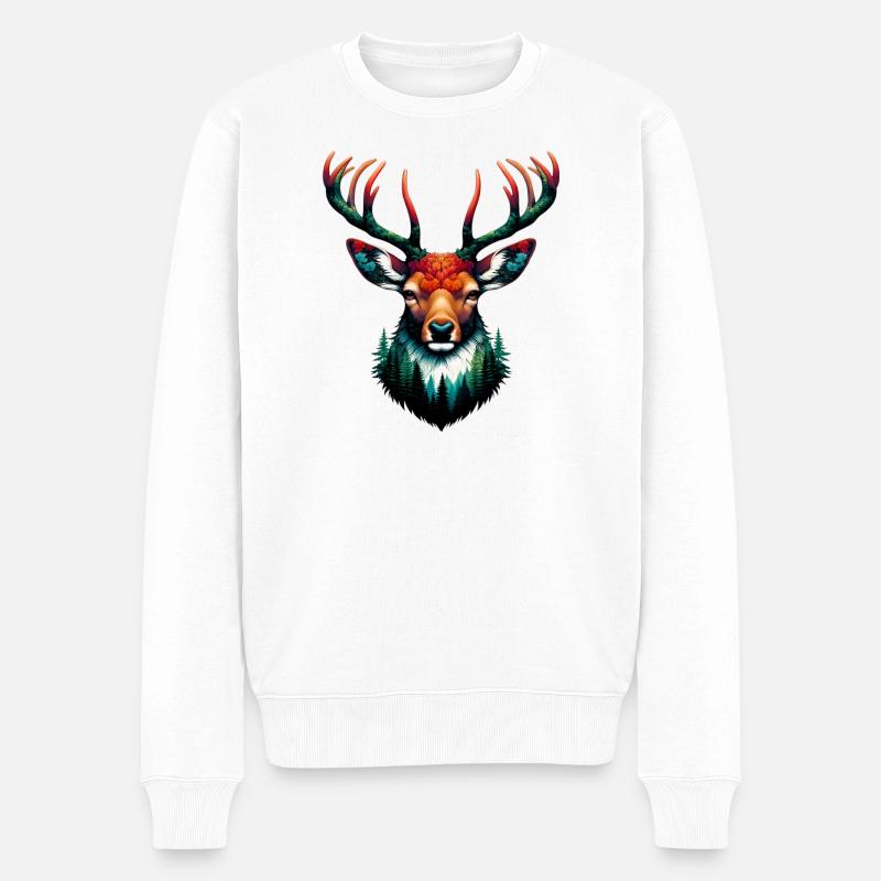 Cerf - Pull Premium bio Homme - blanc