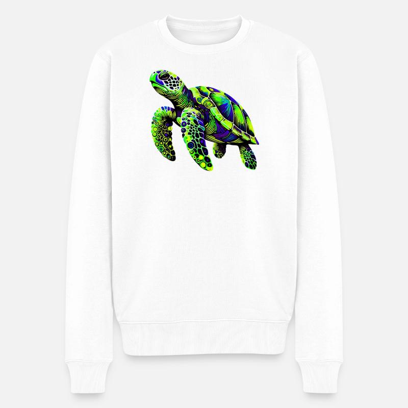 Schildkröte - Männer Premium Bio Pullover - Weiß