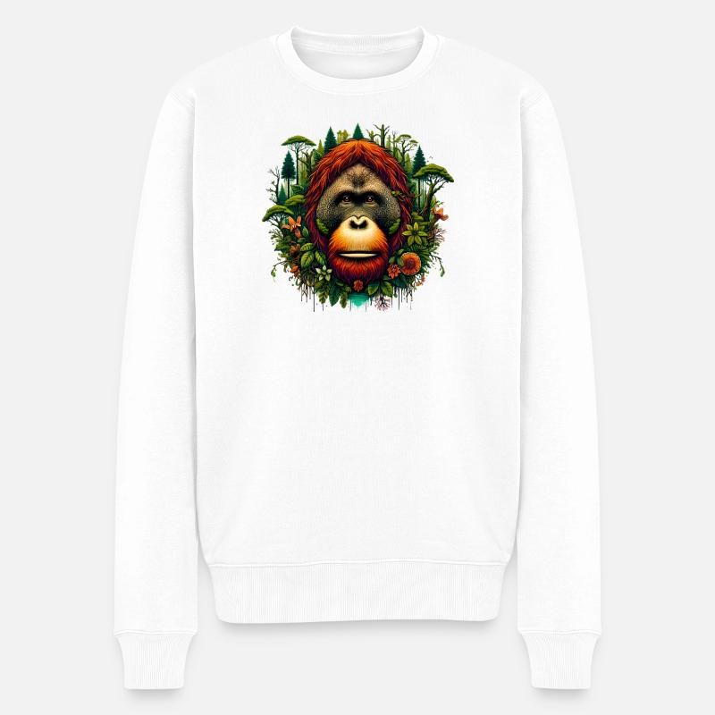 Orang-Utan Affe Orang-Utan - Männer Premium Bio Pullover - Weiß