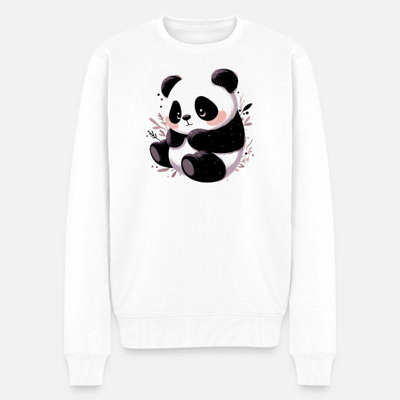 Panda - Männer Premium Bio Pullover - Weiß