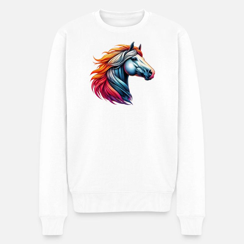 Pferd - Männer Premium Bio Pullover - Weiß