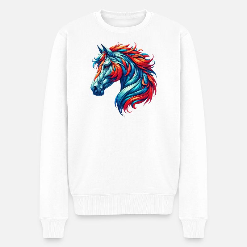 Pferd - Männer Premium Bio Pullover - Weiß