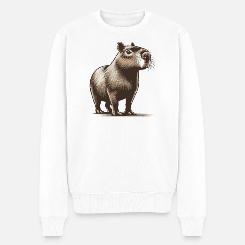 Capybara - Männer Premium Bio Pullover - Weiß