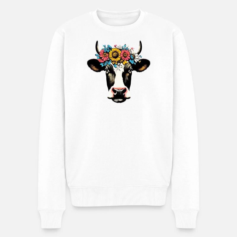Vache - Pull Premium bio Homme - blanc