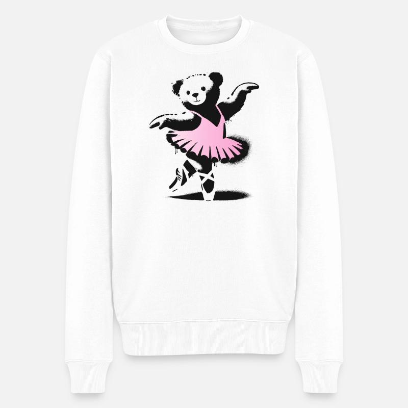 Ours en peluche mignon en robe de ballet rose - Pull Premium bio Homme - blanc