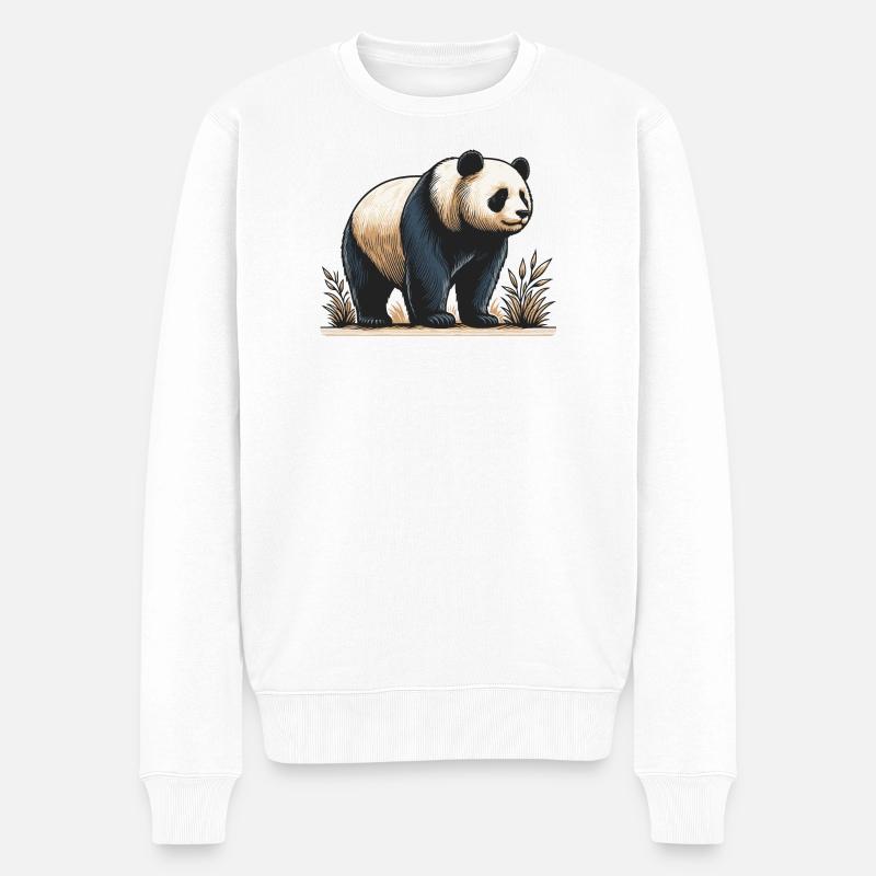 Panda - Männer Premium Bio Pullover - Weiß