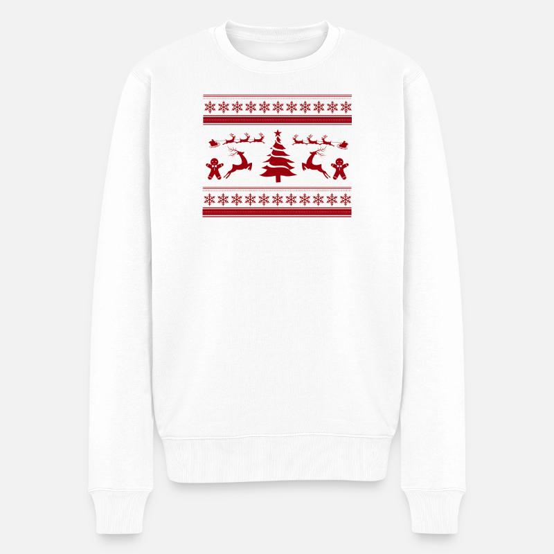 Rennes de Noël - Männer Premium Bio Pullover - Weiß