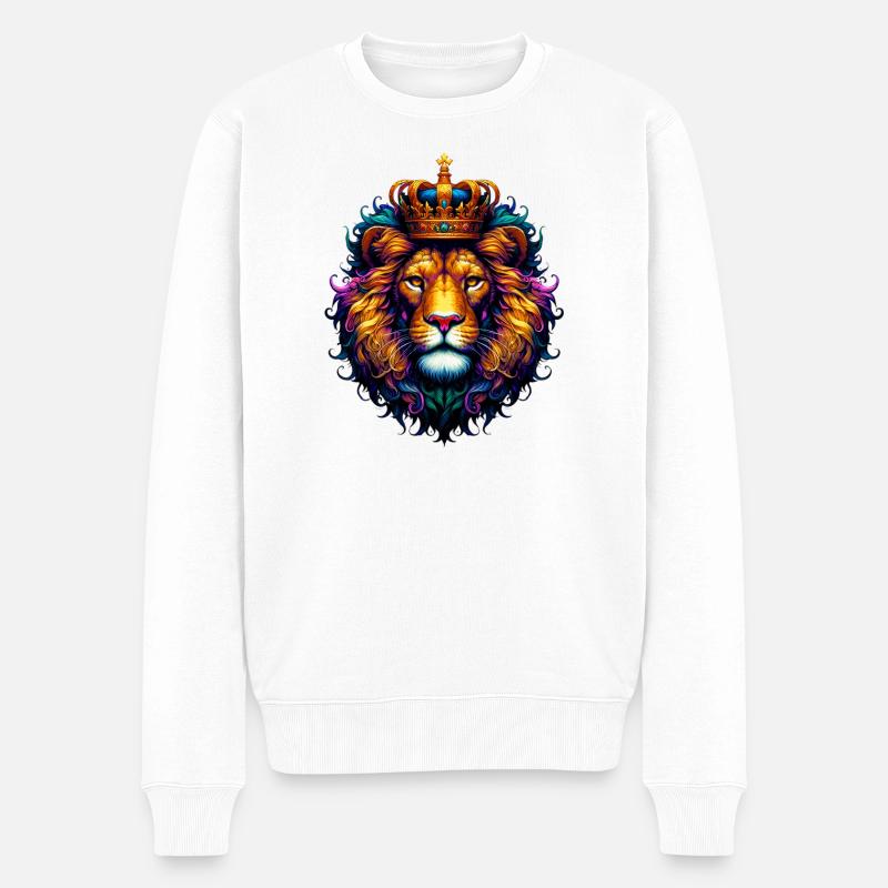 Löwe - Männer Premium Bio Pullover - Weiß