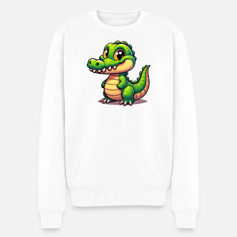 Alligator-Krokodil - Männer Premium Bio Pullover - Weiß