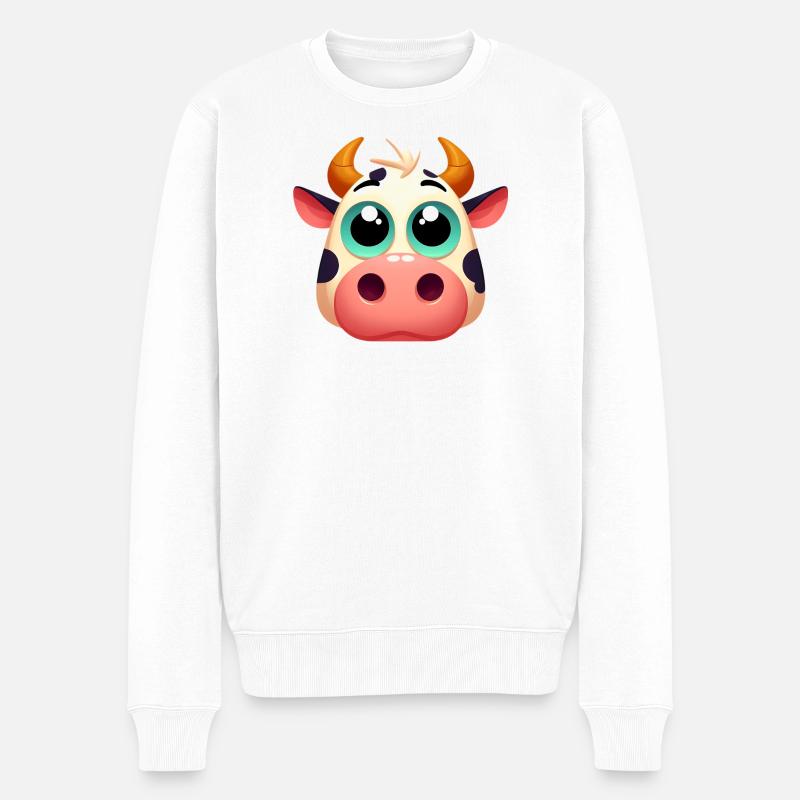 Kuh - Männer Premium Bio Pullover - Weiß