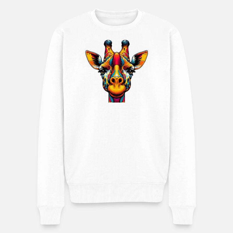 Giraffe - Männer Premium Bio Pullover - Weiß