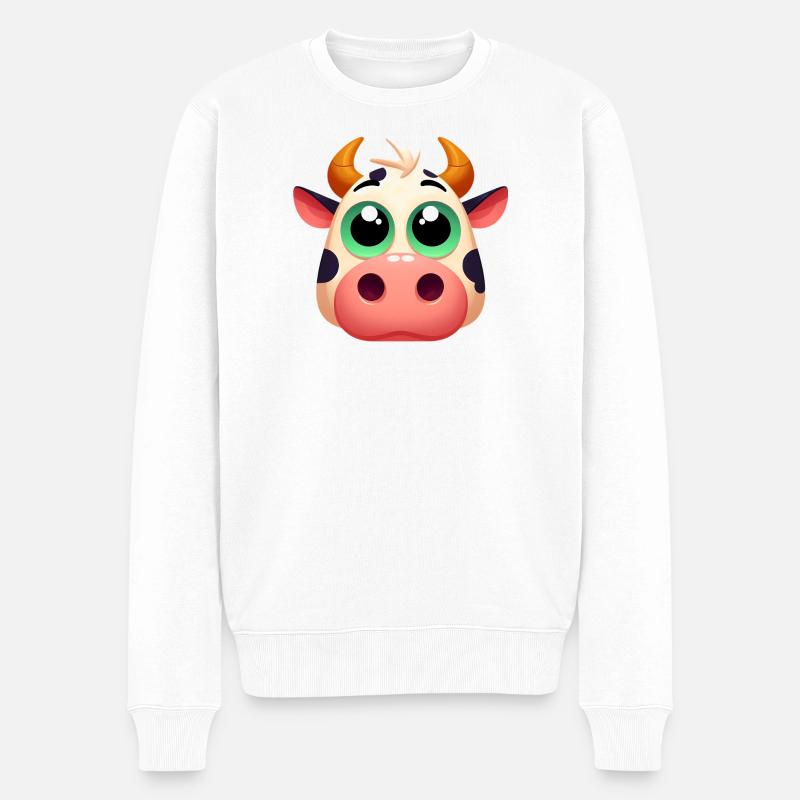 Kuh - Männer Premium Bio Pullover - Weiß