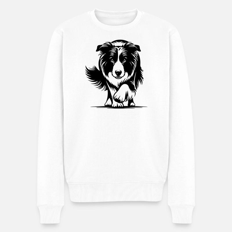 Border Collie - Männer Premium Bio Pullover - Weiß