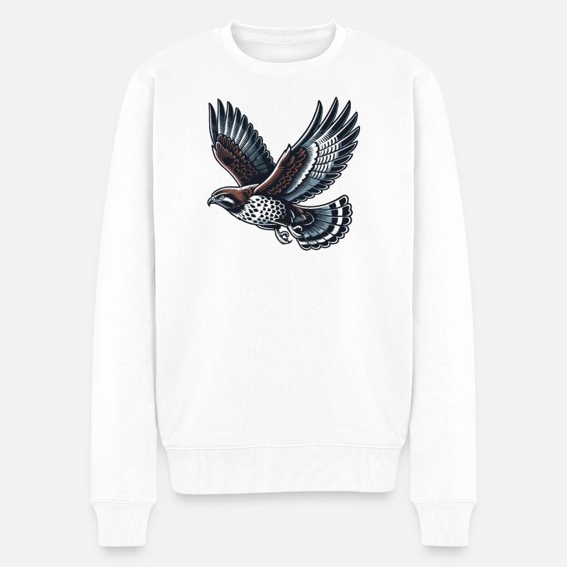 Bussard - Männer Premium Bio Pullover - Weiß