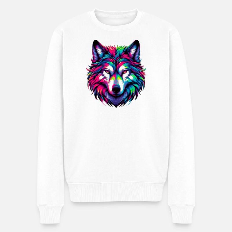 Wolf - Men's Premium Organic Jumper - white