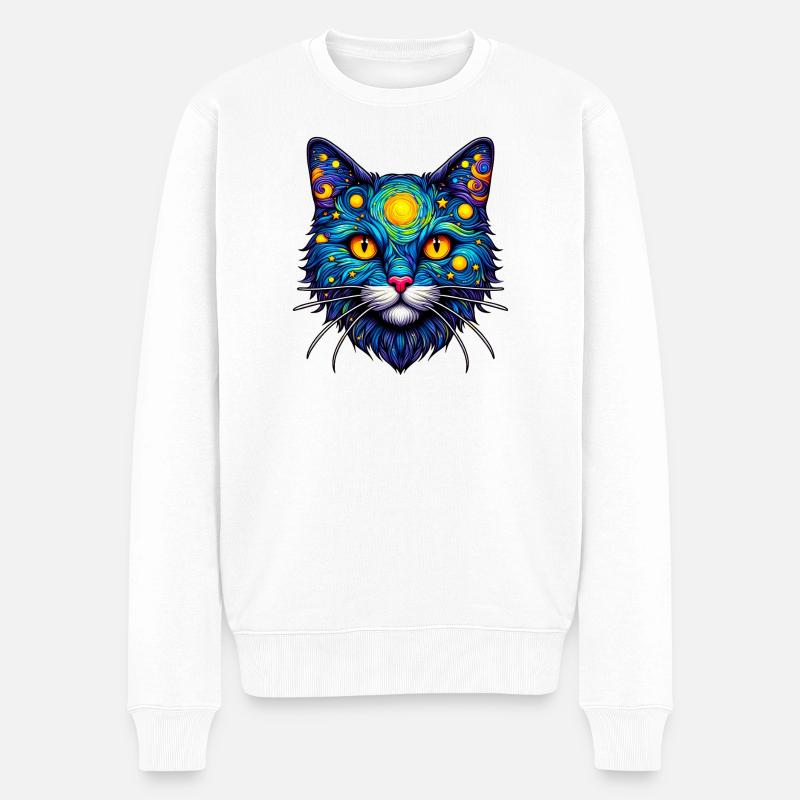 Katze - Männer Premium Bio Pullover - Weiß