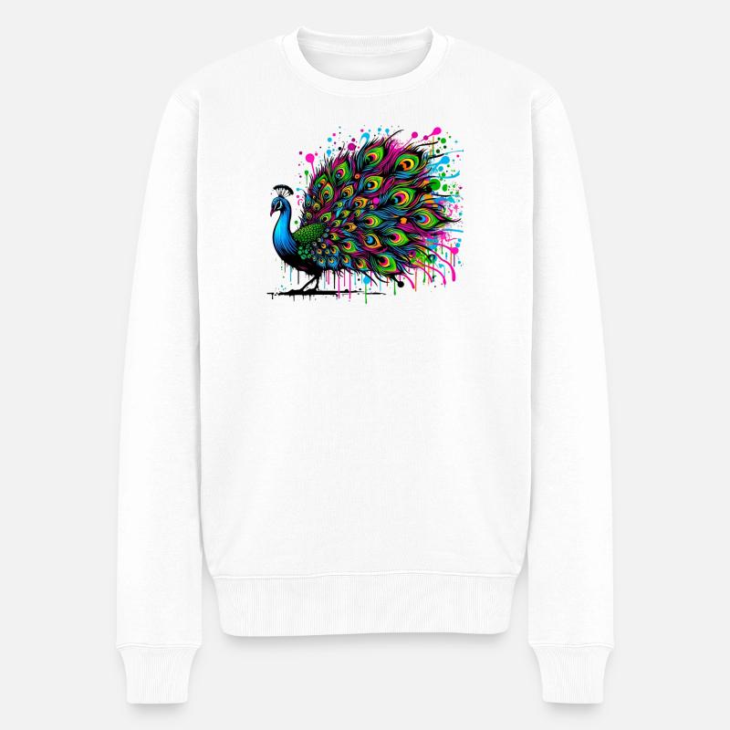 Pfau - Männer Premium Bio Pullover - Weiß