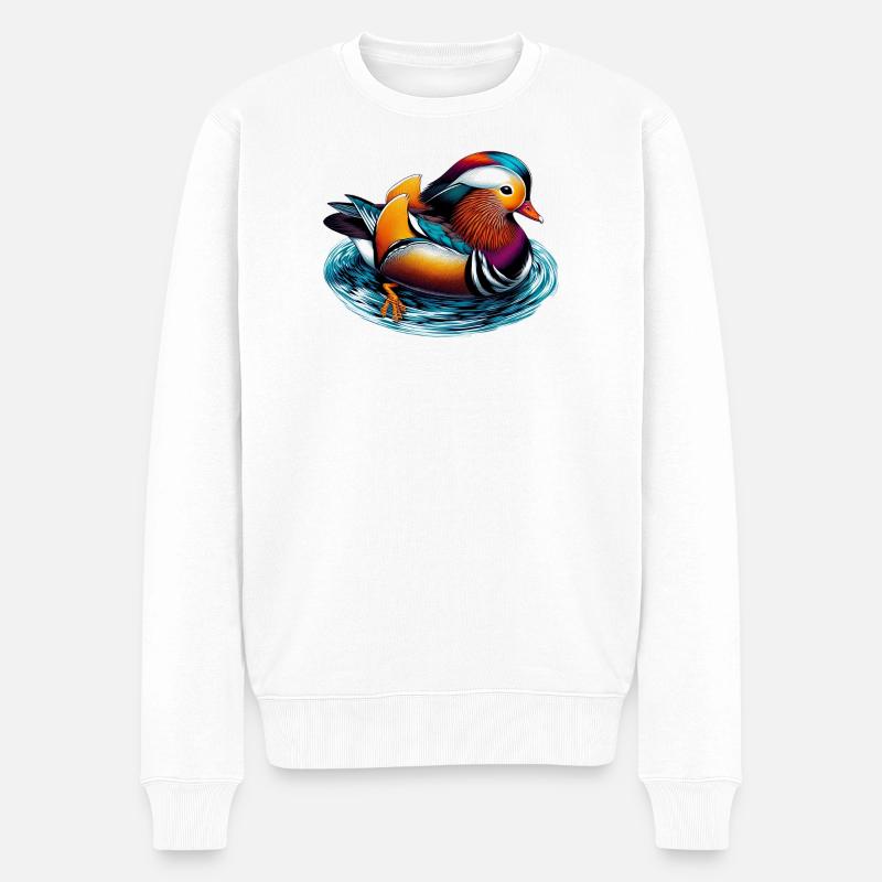 Mandarinente - Männer Premium Bio Pullover - Weiß