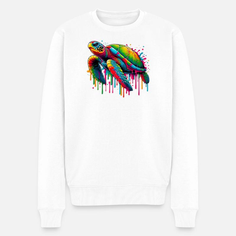 Schildkröte - Männer Premium Bio Pullover - Weiß