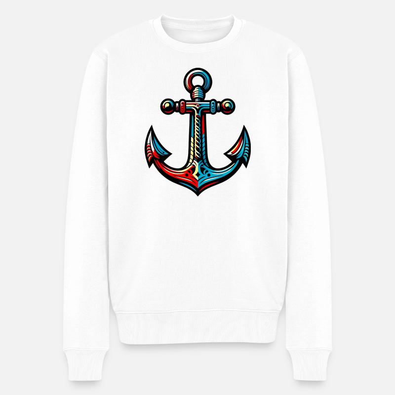 Ein Anker - Männer Premium Bio Pullover - Weiß