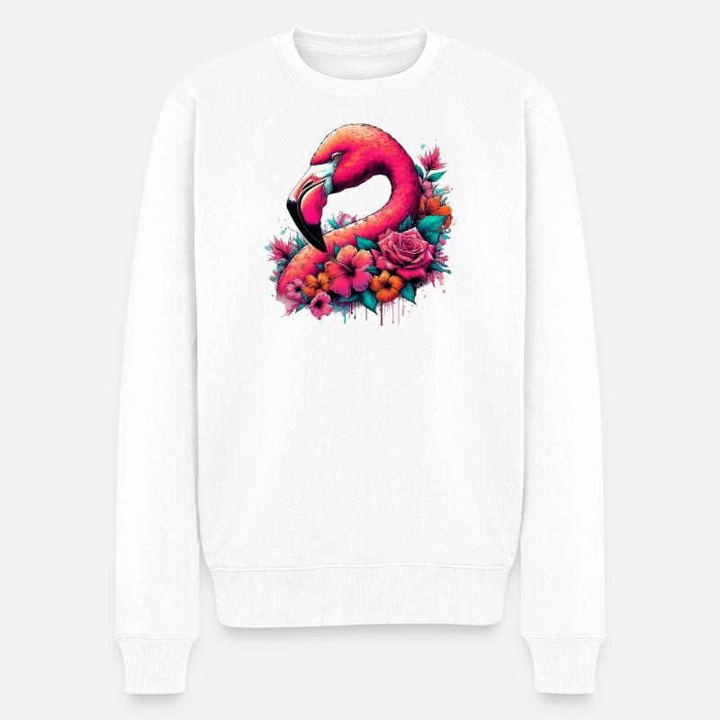 Flamingo - Männer Premium Bio Pullover - Weiß