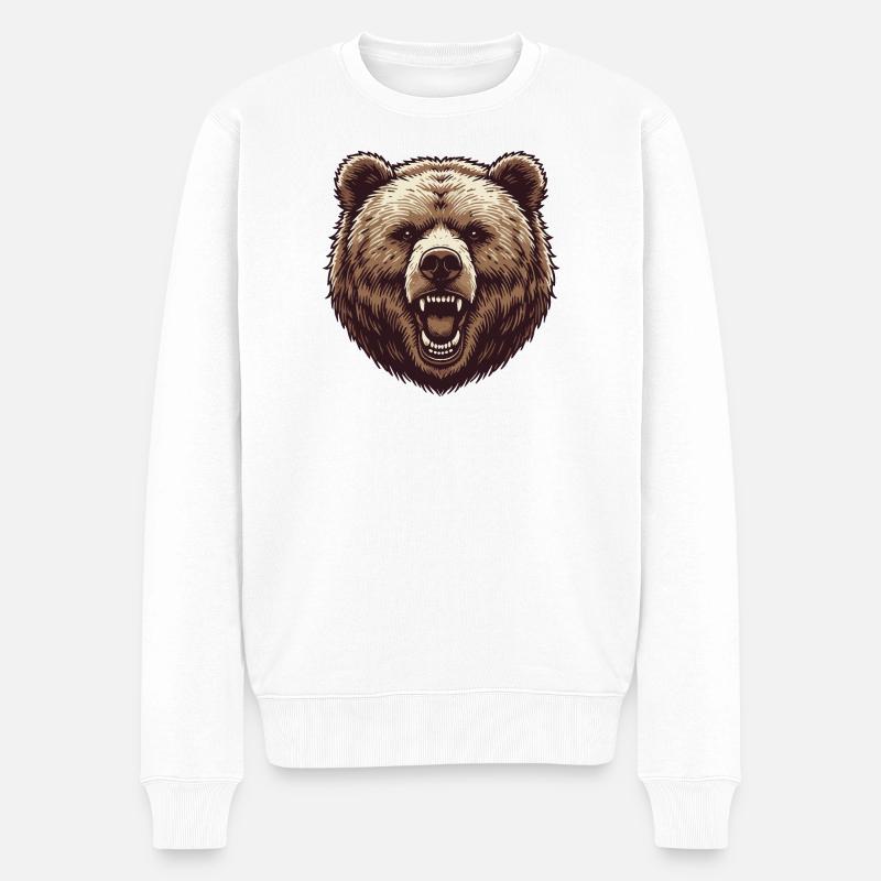 Grizzly - Männer Premium Bio Pullover - Weiß