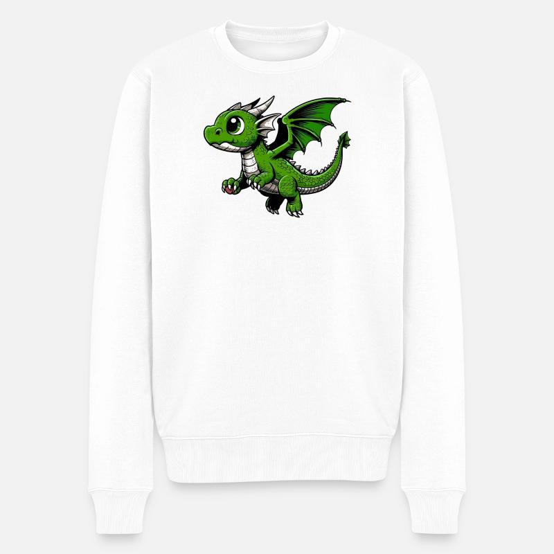 Drache - Männer Premium Bio Pullover - Weiß