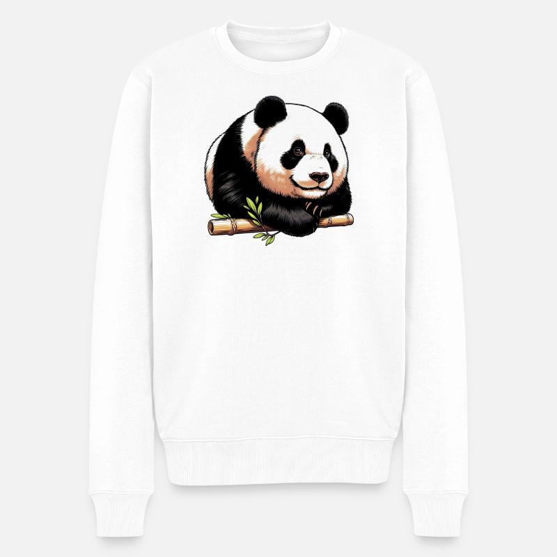 Panda - Männer Premium Bio Pullover - Weiß