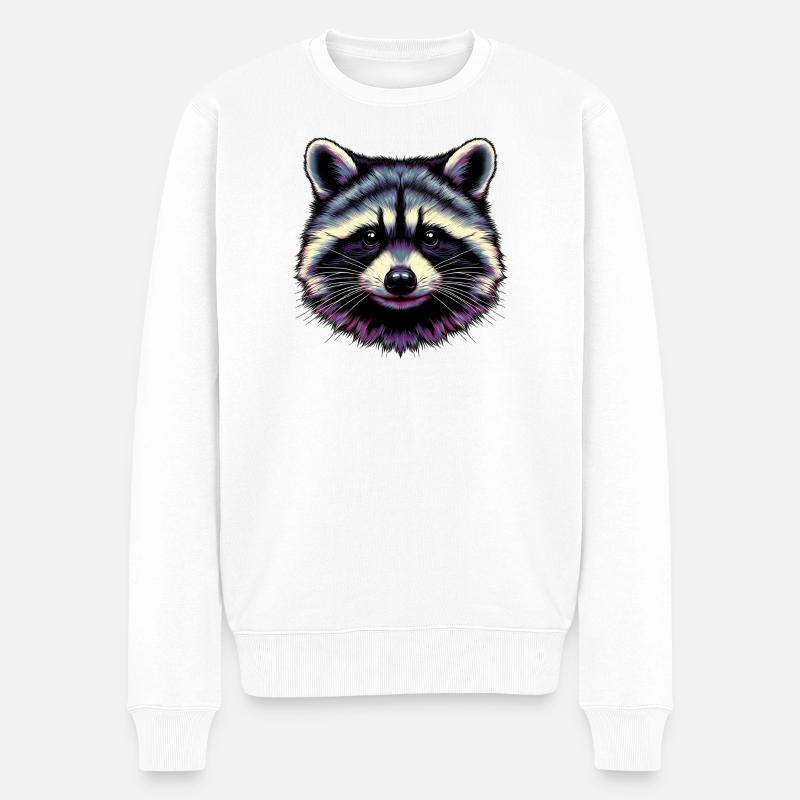 Waschbär - Männer Premium Bio Pullover - Weiß