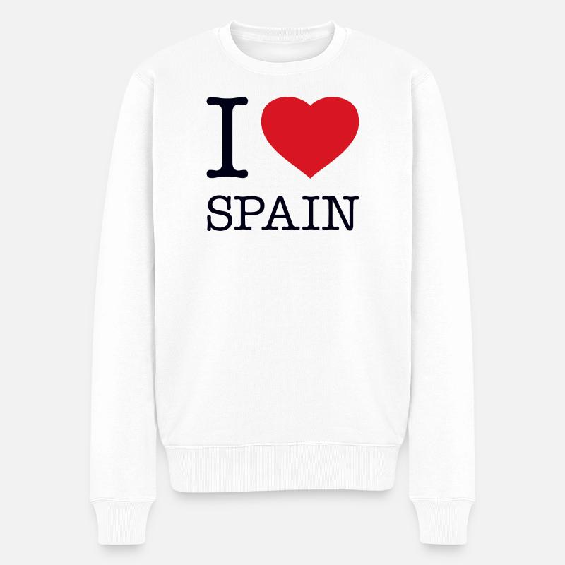 I LOVE SPAIN - Männer Premium Bio Pullover - Weiß