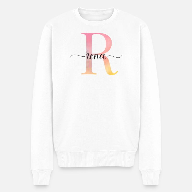 L | Monogramme | Nom | Rena |Aquarelle - Pull Premium bio Homme - blanc