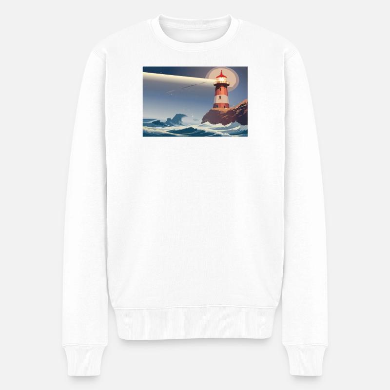 Phare la nuit - Pull Premium bio Homme - blanc