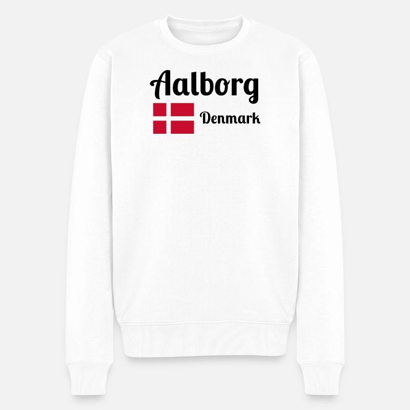 Aalborg Dänemark - Stilvolle Drucke - Männer Premium Bio Pullover - Weiß