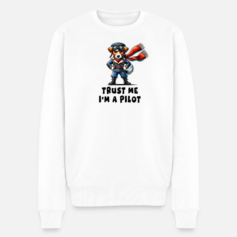 Pilote Jack Russell Terrier - Pull Premium bio Homme - blanc