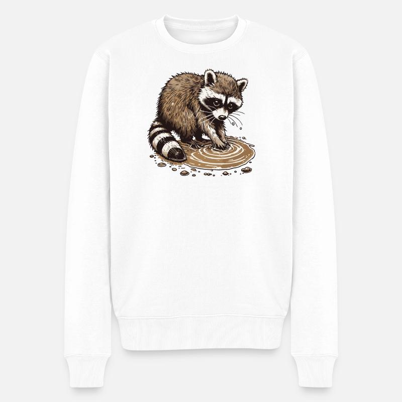 Waschbär - Männer Premium Bio Pullover - Weiß