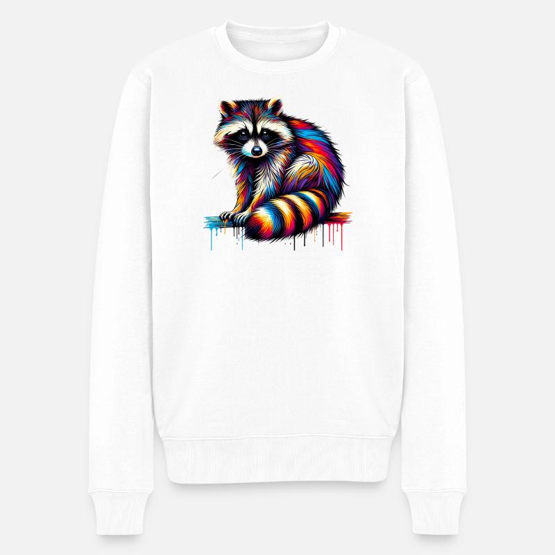 Waschbär - Männer Premium Bio Pullover - Weiß