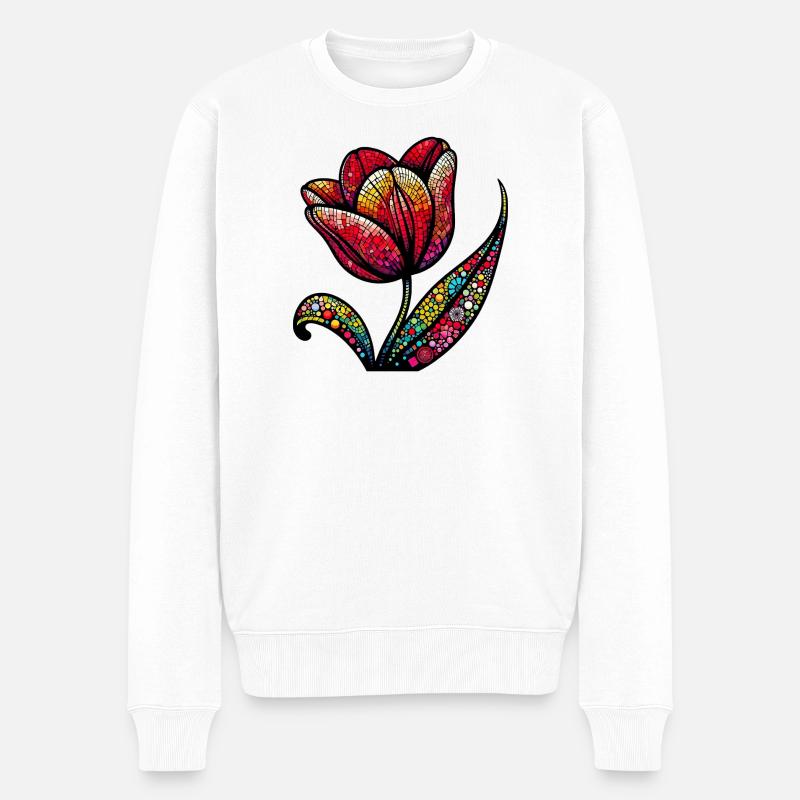 Tulpe - Männer Premium Bio Pullover - Weiß