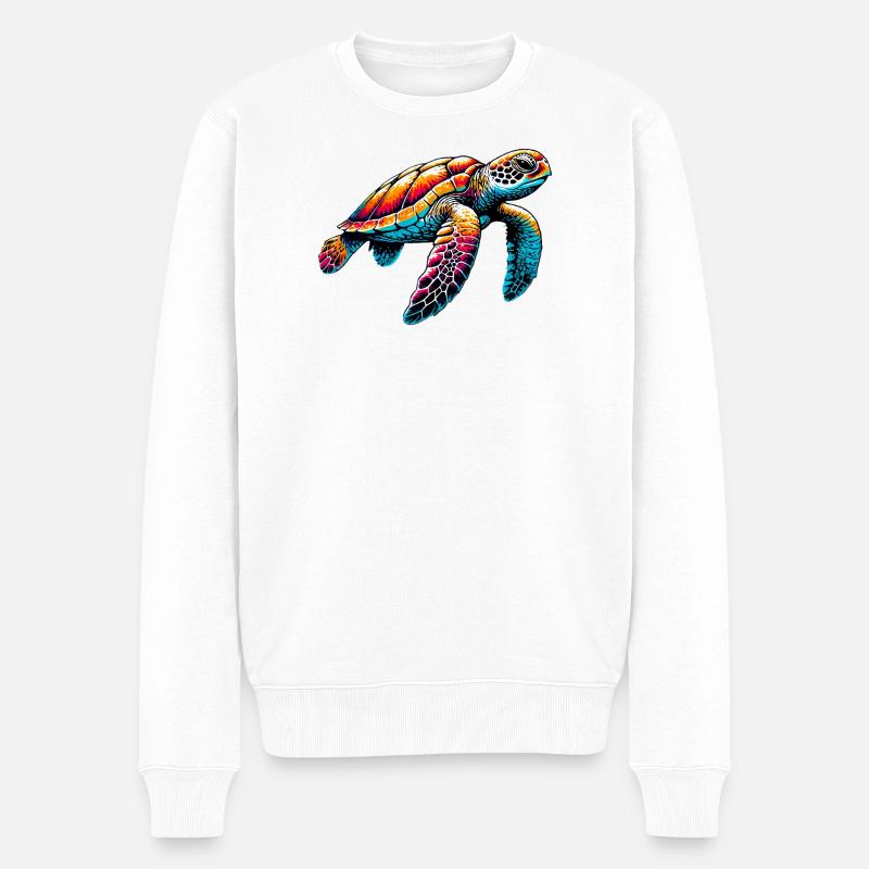 Schildkröte - Männer Premium Bio Pullover - Weiß