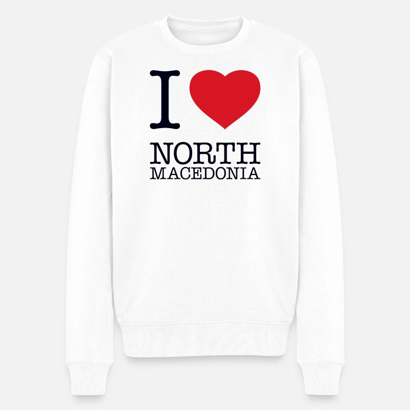 I LOVE NORTH MACEDONIA - Männer Premium Bio Pullover - Weiß