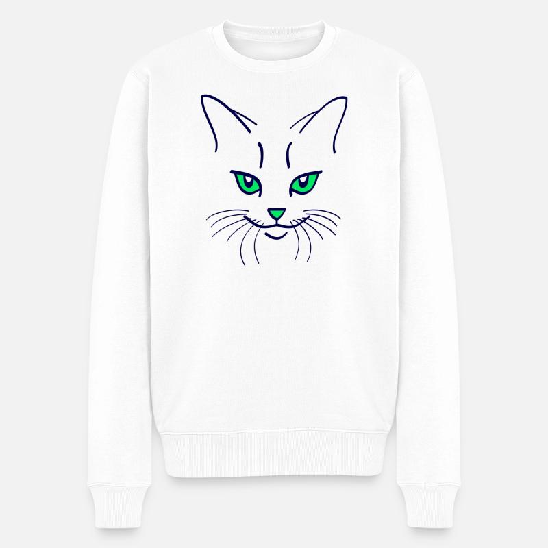 42 Katze Farbe - Männer Premium Bio Pullover - Weiß