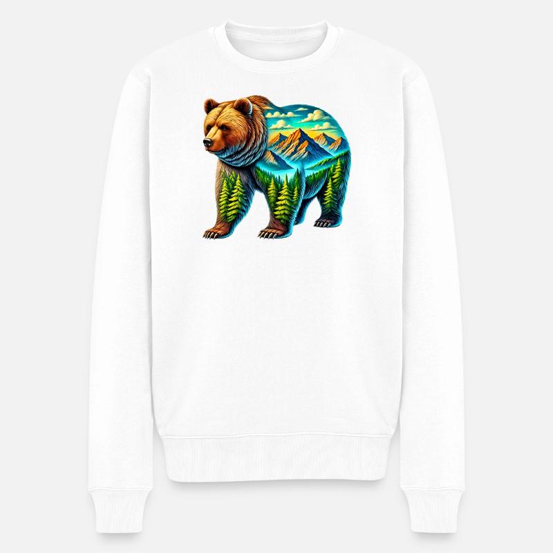Bär - Männer Premium Bio Pullover - Weiß