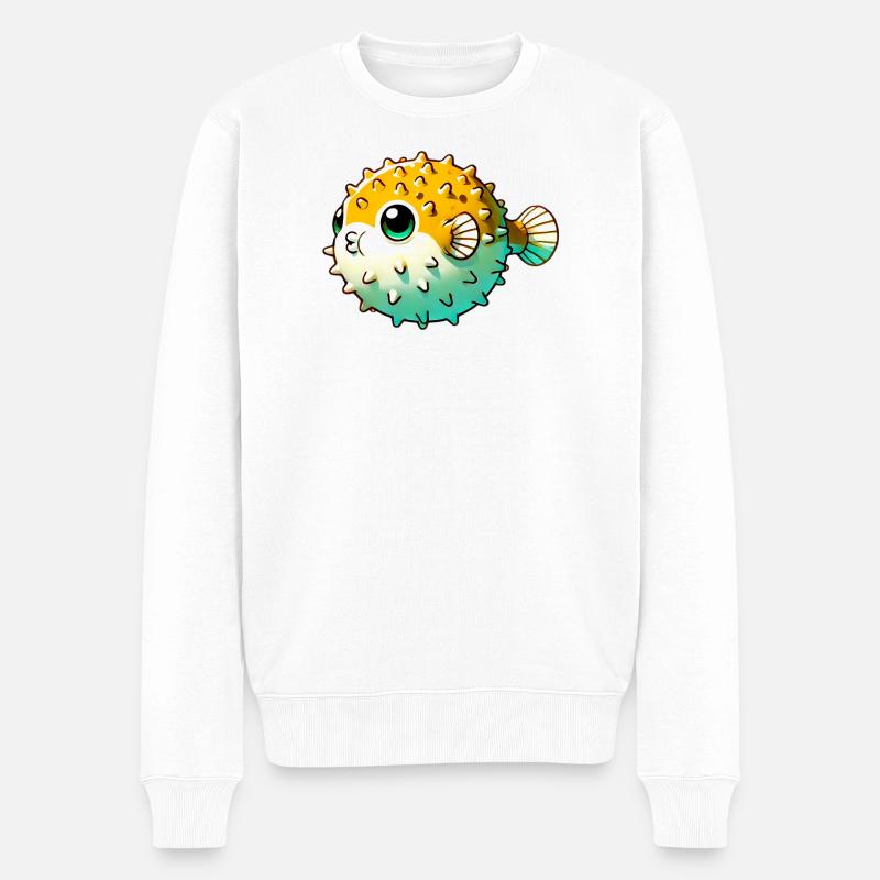 Kugelfisch - Männer Premium Bio Pullover - Weiß