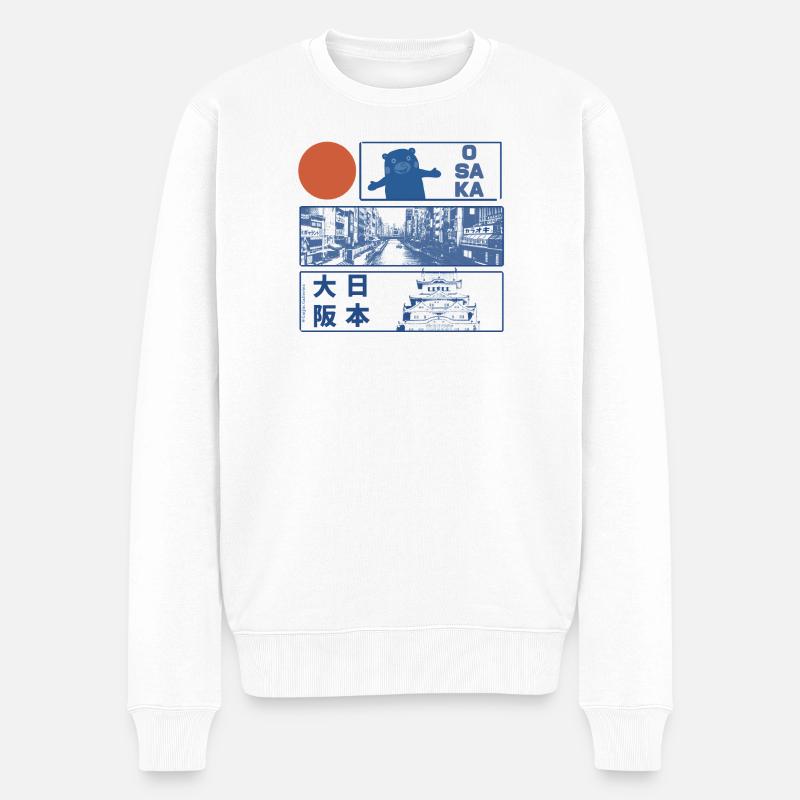 Osaka Japan Mono - Männer Premium Bio Pullover - Weiß
