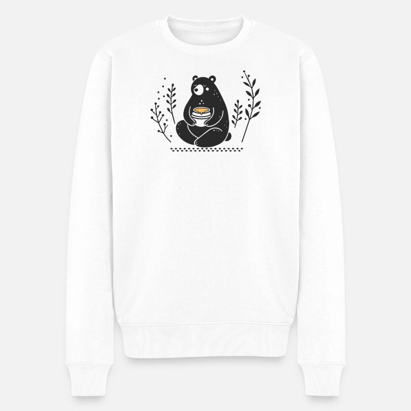 Braunbär mit Honigtopf – Liebevolle Illustration - Männer Premium Bio Pullover - Weiß