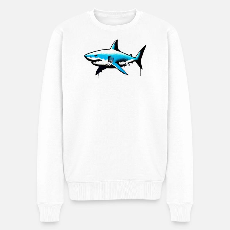 Hai - Männer Premium Bio Pullover - Weiß